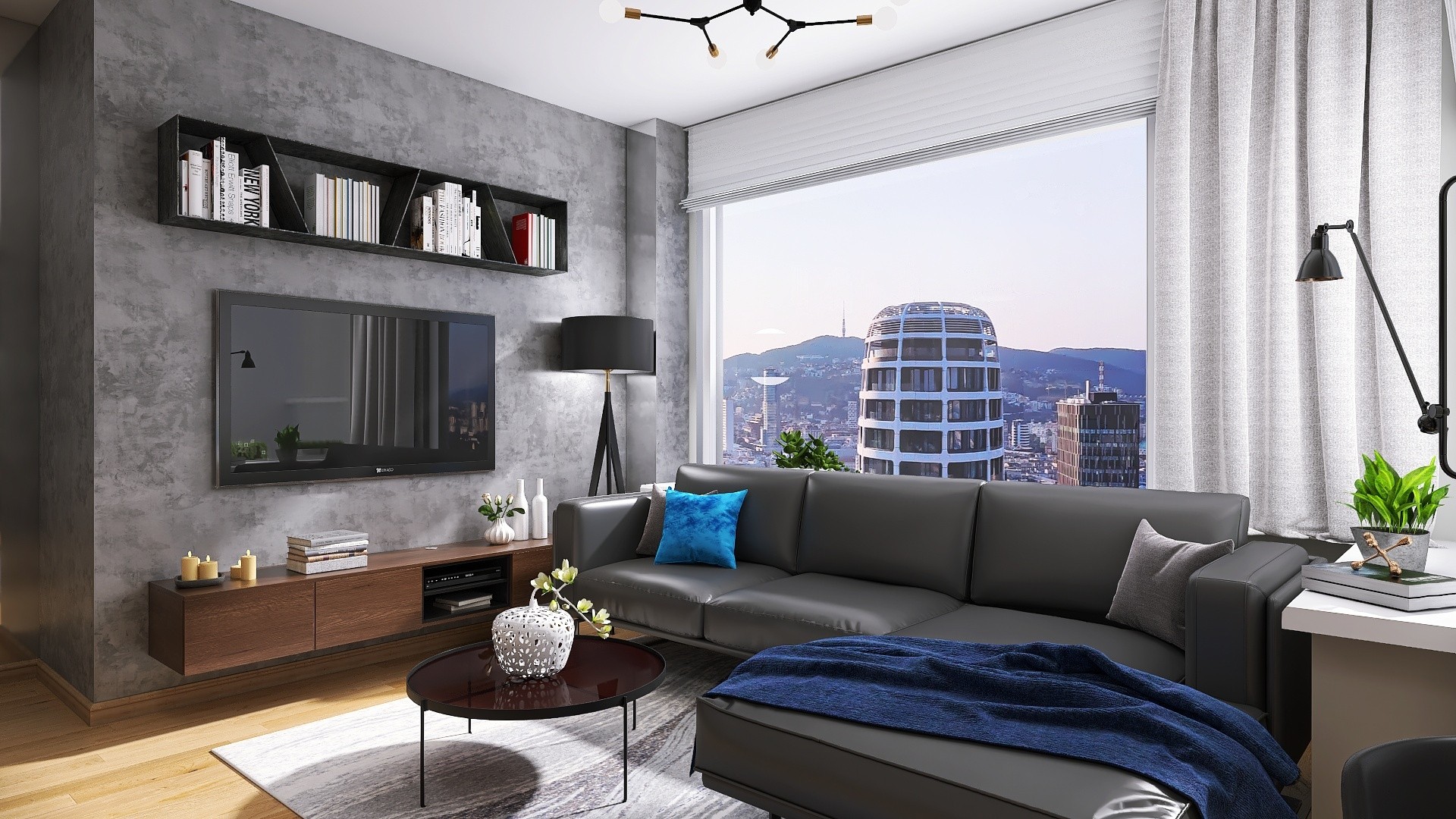 moderný apartmán v Panorama City 1 - moderný typ - pohľad do výklenku so sedačkou v obývačke