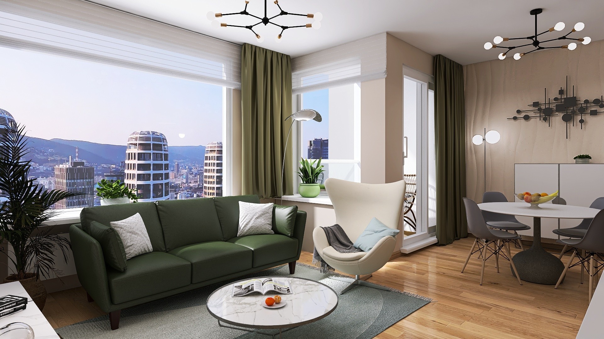 moderný apartmán v Panorama City 3 - minimalistický typ - pohľad na jedálenský kút